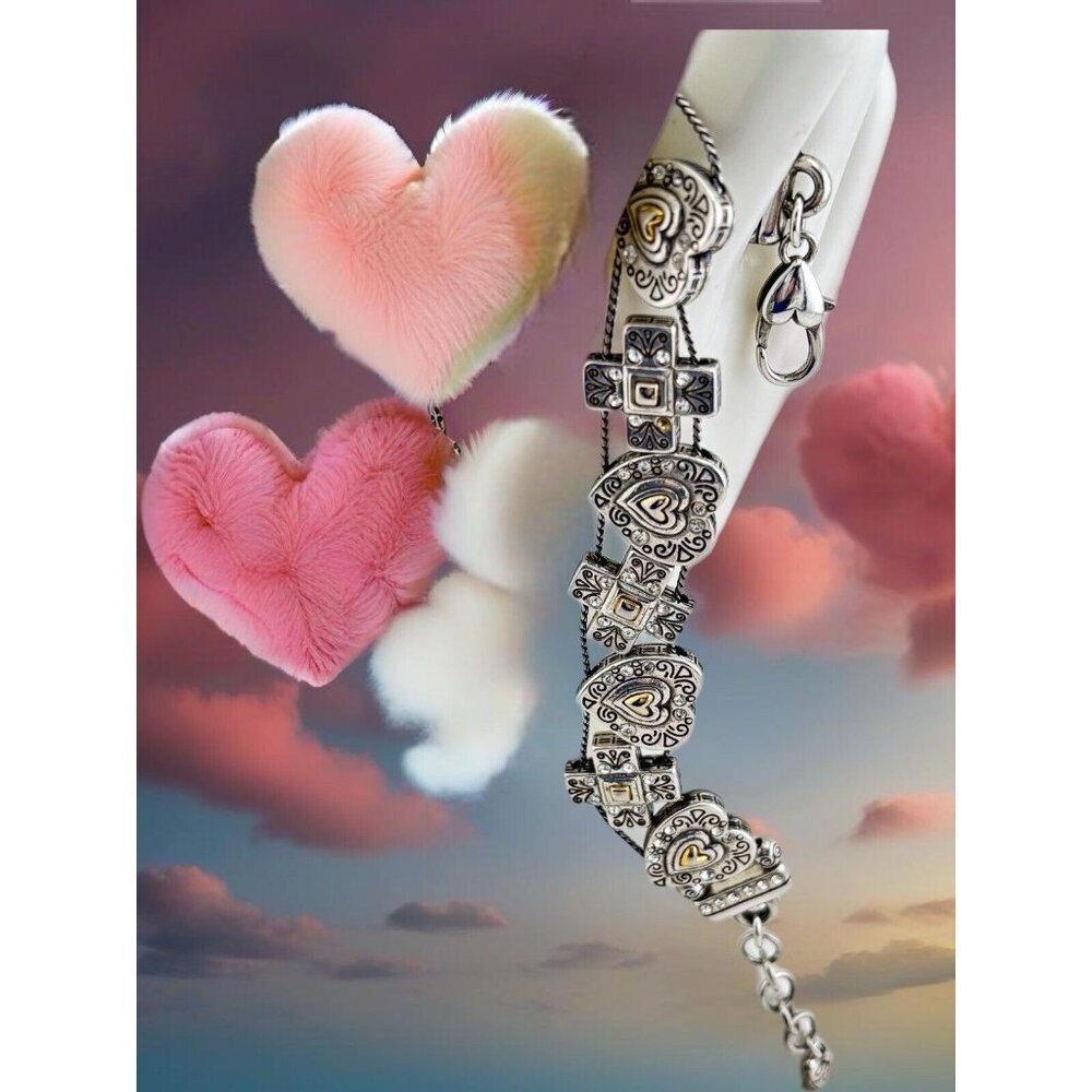 Brighton Silver and Gold Heart & Cross Bracelet - Picture 2 of 8